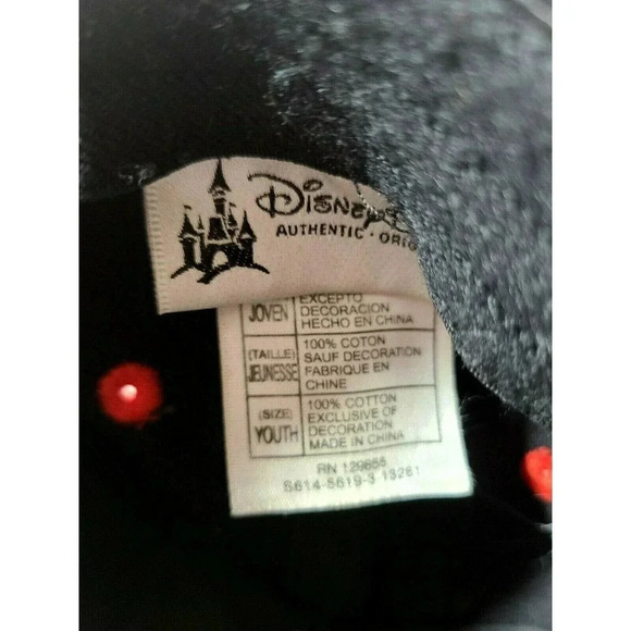 Disney Parks Mickey Mouse Hat Cap Size Youth Black Red Embroidered - Picture 7 of 7